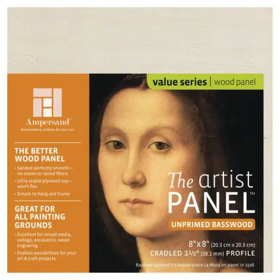 Ampersand&trade; Art Artist Panel&trade; Unprimed Basswood, Cradled 1.5" Profile {3}