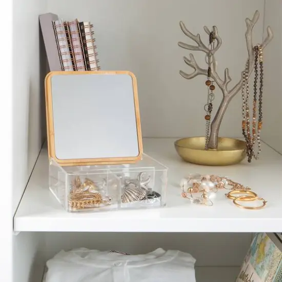 Simplify Bamboo Lid & Mirror Clear 3 Compartment Organizer {4}
