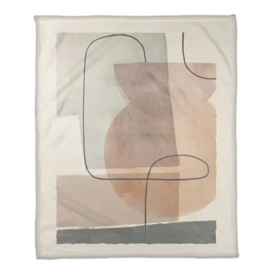 50" x 60" Mid Mod Layered Abstract Coral Fleece Blanket {1}