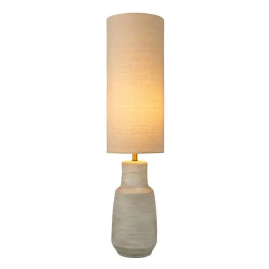 Hello Honey&reg; 4ft. Sand Color Ceramic Floor Lamp with Linen Shade {9}