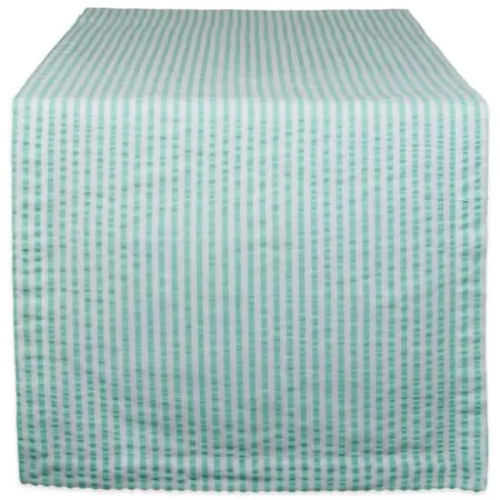 DII&reg; 72" Seersucker Table Runner Aqua {1}