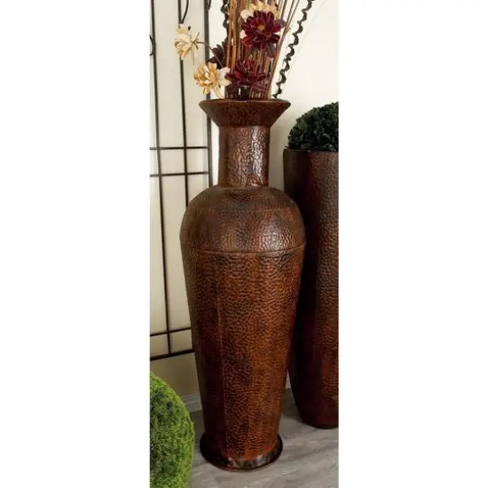 Set of 3 Brown Metal Traditional Vase, 50", 35", 26" {10}