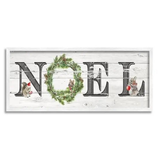 Stupell Industries Woodland Animal Noel Sign Framed Giclee Art White {1}