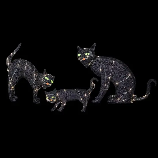 28" LED Lighted Black Cat Family Outdoor Halloween Decoration {4}