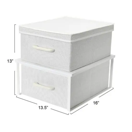 Household Essentials Stacking Storage Boxes Set White {6}