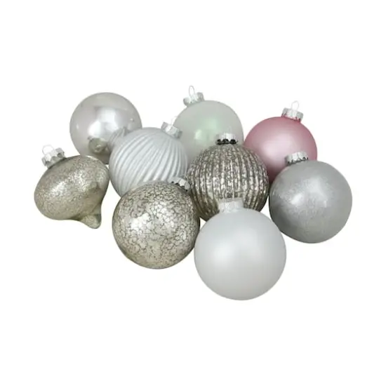 9ct. 3.75" Silver 3-Finish Glass Ball & Onion Ornaments {1}