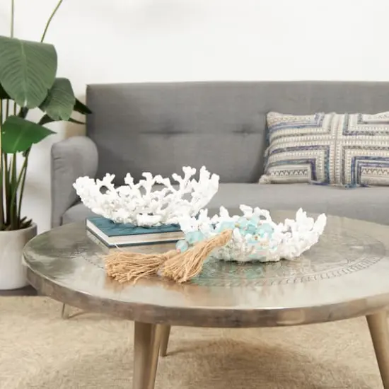 Coastal Coral Textured Decorative Bowl Set White {3}