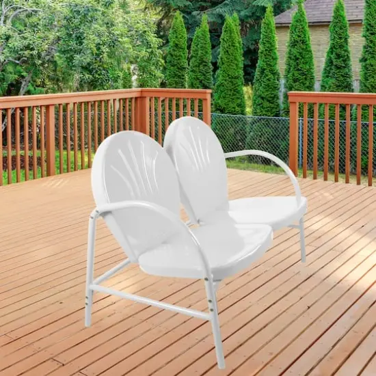 47" Outdoor Retro Tulip Loveseat White {3}