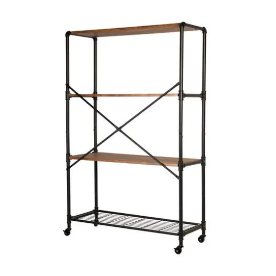 Honey Can Do 4-Tier Industrial Rolling Bookshelf {13}