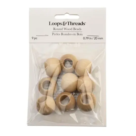 20mm Cream Round Wood Beads, 9ct. by Loops & Threads&reg; {4}