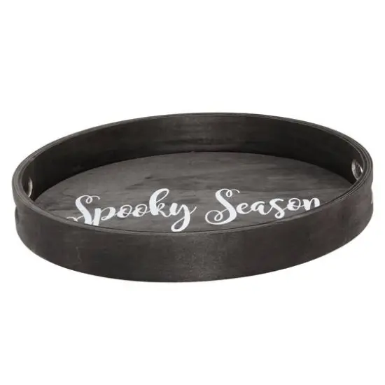 Elegant Designs&trade; 13.8" Round Spooky Season Serving Tray with Handles {8}