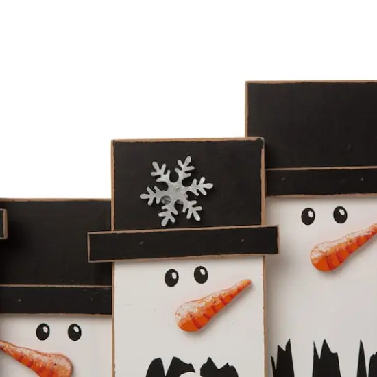 Glitzhome&reg; 12" Wooden Snowman Family Tabletop Accent {5}