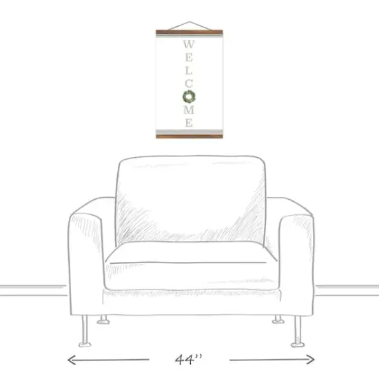 Welcome Wreath Teak Hanging Canvas {4}