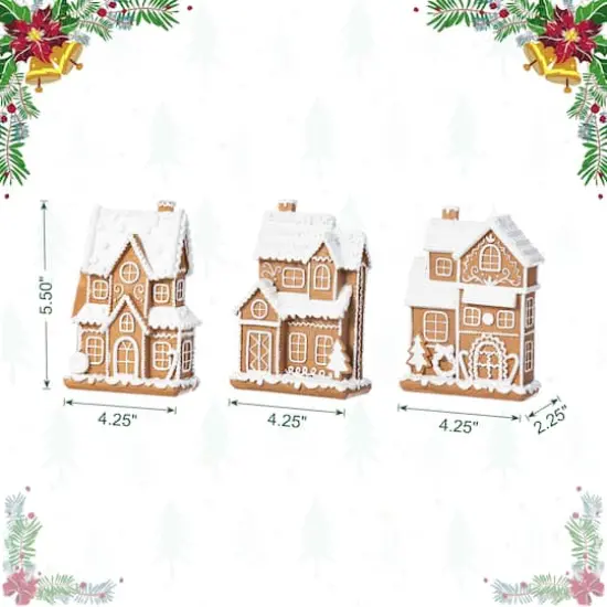 Glitzhome&reg; 5.5" Christmas Resin Gingerbread House Table Decor Set {9}