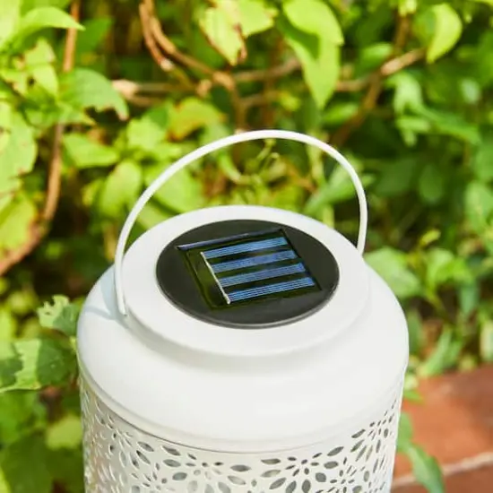 Glitzhome® 8.5" Flower Cutout Solar Powered Hanging Lantern {7}