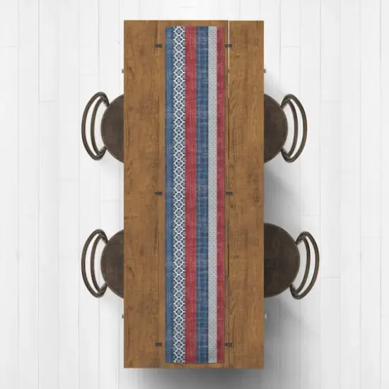 Patriotic Patchwork Stripes Outdoor Table Runner {4}