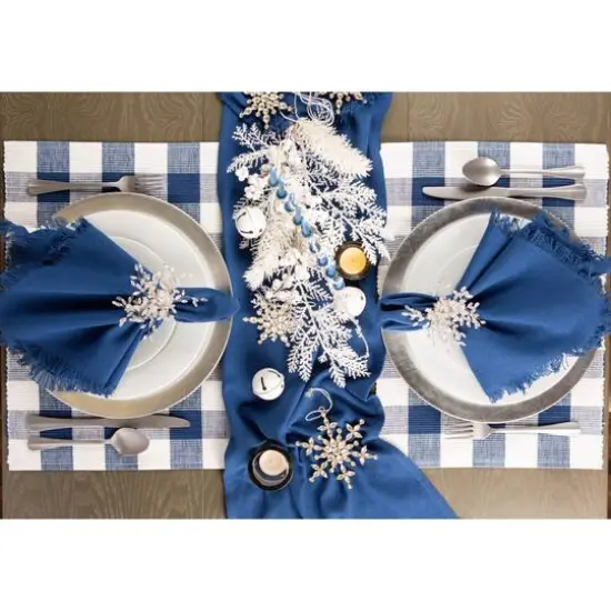 DII&reg; Buffalo Check Ribbed Placemat, 6ct. Navy/White {8}