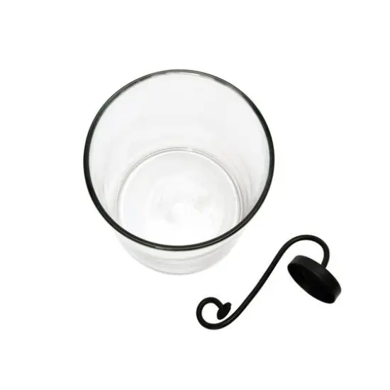 Hello Honey&reg; 9.5" Black Glass Hurricane with Metal Candle Holder {3}