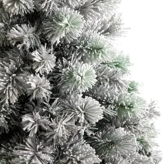 5ft. Pre-Lit Flocked Oregon Pine Artificial Christmas Tree, Clear Lights {6}