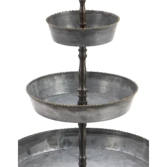 22" Gray Iron Farmhouse 3 Tier Tray Stand {3}