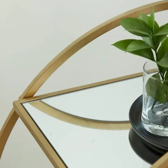 Gold Iron & Mirror Contemporary Bar Cart {9}