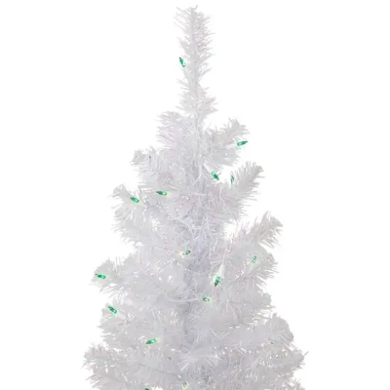 4ft. Pre-Lit White Rockport Pine Artificial Christmas Tree, Green Lights {6}