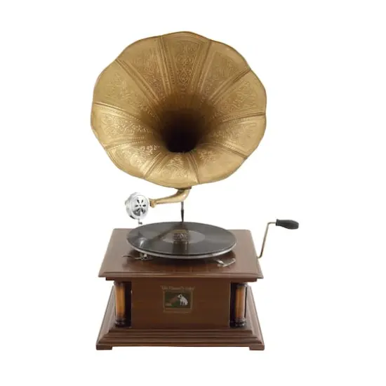 Brown Wood and Metal Vintage Gramophone, 28" x 18" x 16" {3}