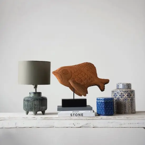 Hello Honey&reg; 10" Blue & Cream Pattern Stoneware Ginger Jar {3}