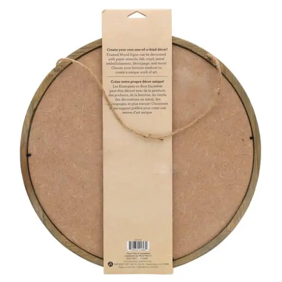 Hampton Art&trade; White Rustic 16" Framed Round Wood Sign {3}