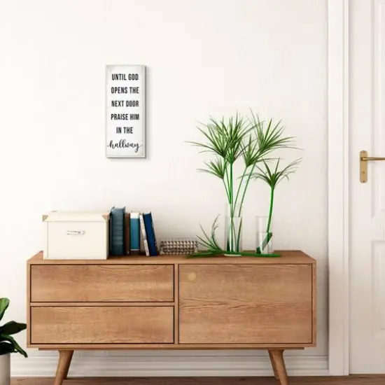 Stupell Industries God Opens the Door Phrase Wooden Wall Plaque {3}