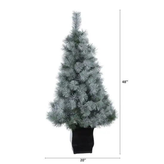 4ft. Pre-Lit Snowy Mountain Pine Artificial Christmas Tree, Blue LED Lights {3}