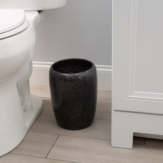 Elle D&eacute;cor Eclat Black Glitter Waste Bin {6}