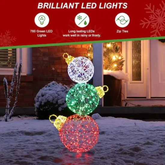 Glitzhome&reg; 3ft. Lighted Christmas 3D Stacked Ornaments Outdoor D&eacute;cor {6}