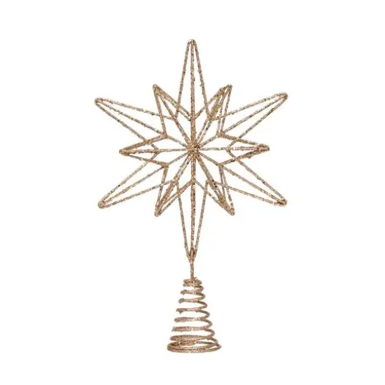 Hello Honey&reg; 14" Champagne Gold Metal & Mica Star Tree Topper {1}