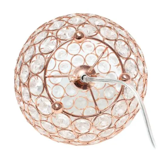 Lalia Home 8" Medium Metal Crystal Round Orb Table Lamp Rose Gold {12}