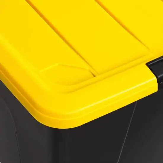 IRIS&reg; 60qt. Buckled Black Boxes with Yellow Buckle Lids, 6ct. {5}