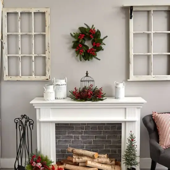 15" Pine & Berry Birdhouse Candelabrum {5}