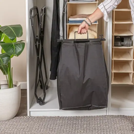 Household Essentials Rolling Laundry Hamper Black {4}