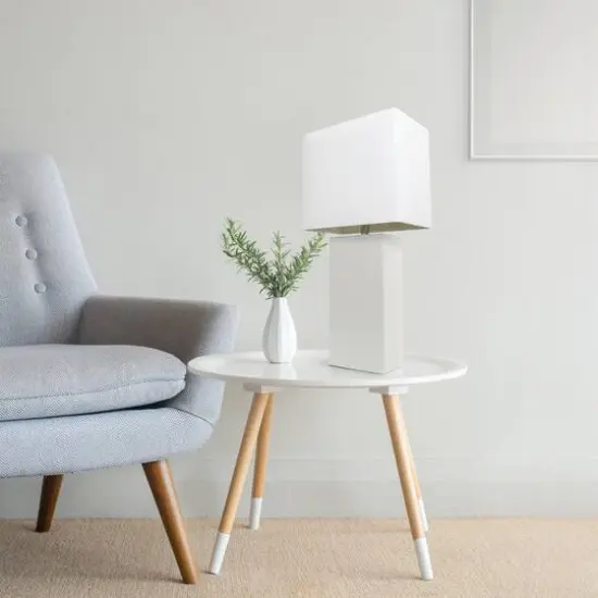 Lalia Home Lexington 21" Leather Home D&eacute;cor Table Lamp White {6}