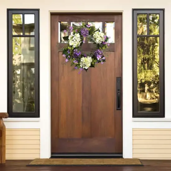 24'' White & Purple Hydrangea with Berry Wreath {3}