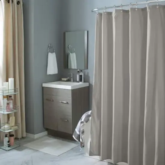 Bath Bliss Heather Gray Microfiber Soft Touch Shower Diamond Design Curtain Liner {8}