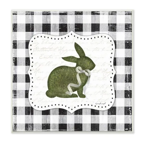 Stupell Industries Festive Easter Bunny Ribbon Spring Plaid Pattern Wall Plaque Art {1}