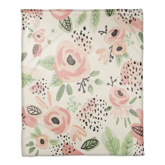Blush Flowers Fleece Blanket {1}