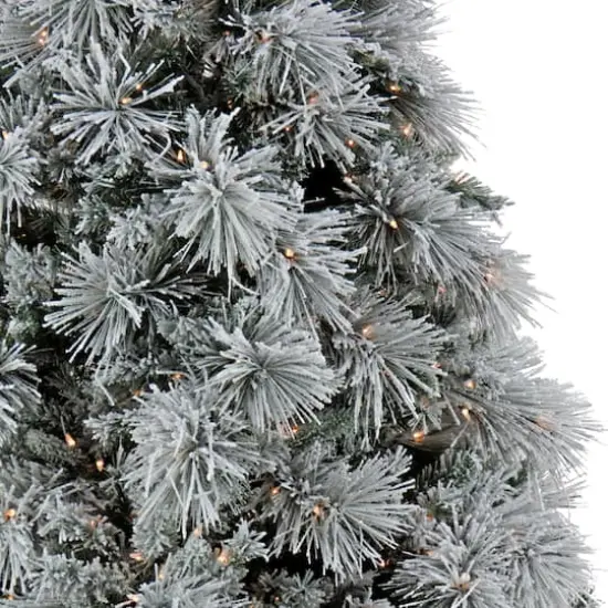 6.5ft. Pre-Lit Flocked Bavarian Pine Artificial Christmas Tree, Clear Lights {4}