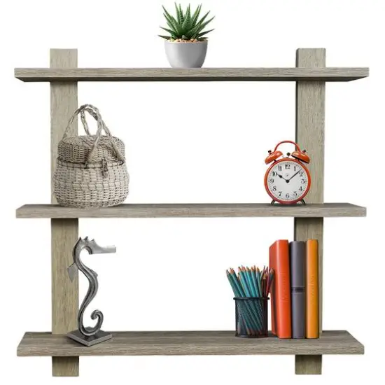 Sorbus 23.6" Triple Tier Floating Shelf Gray {4}