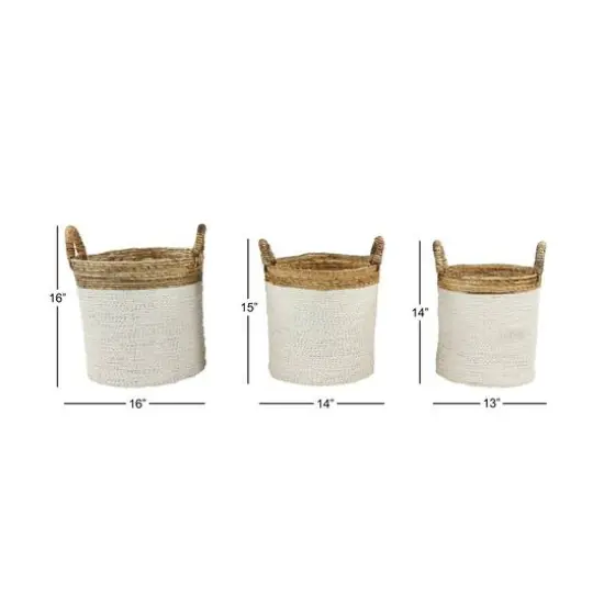 White Seagrass Coastal Storage Basket Set {7}