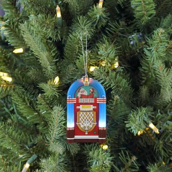 Miniature Blue Vintage Jukebox Ornament {3}