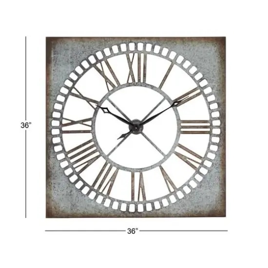 Gray Farmhouse Metal Wall Clock {7}