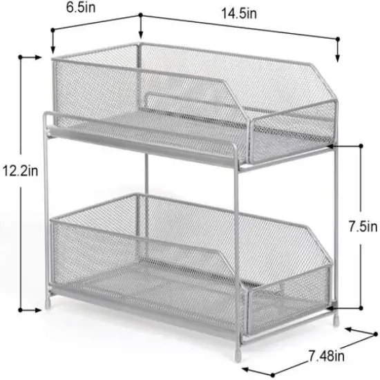 NEX&trade; Silver 2-Tier Sliding Basket Drawer Organizer {3}