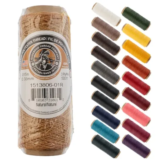 Gudebrod 0.015" 3 Ply Waxed Thread, 500ft. Natural {1}